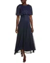 Gabby Skye Roller Glitter Chiffon Maxi Dress In Blue