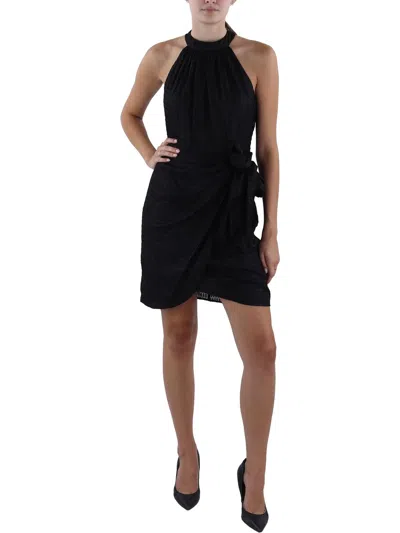 Gabby Skye Womens Above Knee Side Tie Halter Dress In Black