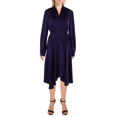 Gabby Skye Womens Satin Knee-length Wrap Dress In Beige