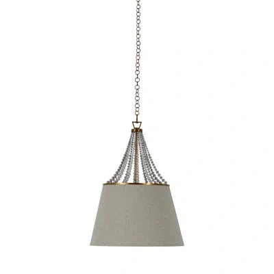 Gabby Sonny 1 - Light Single Cone Pendant With Wood Accents In Antique Gold|whitewashed Wood