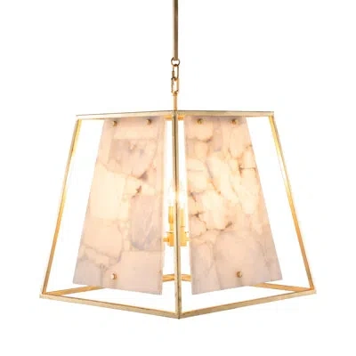 Gabby Stacey 4 - Light Unique / Statement Geometric Chandelier With Alabaster Accents In Champagne Silver