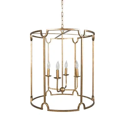 Gabby Stella 4 - Light Lantern Drum Chandelier In Gold