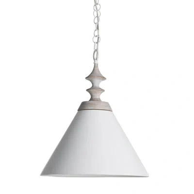 Gabby Tovah 1 - Light Single Cone Pendant In Natural Whitewashed Wood|matte White