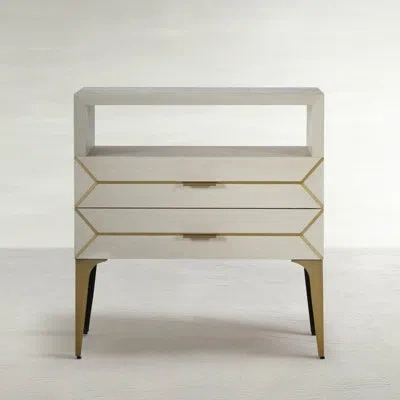 Gabby Whitley 2 Drawer Nightstand In Stain Brass|white Cerused