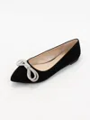 Gabby Women's Rhinestone Bow Flats In Black In Black