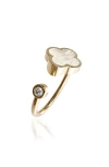 Gabi Rielle 14k Gold Plate Sterling Silver Clover Open Band Ring In Gold/ Pearl