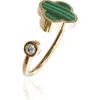 Gabi Rielle 14k Gold Plate Sterling Silver Clover Open Band Ring In Gold/malachite
