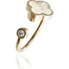 Gabi Rielle 14k Gold Plate Sterling Silver Clover Open Band Ring In Gold/pearl