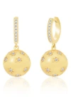 Gabi Rielle 14k Gold Plate Sterling Silver Cz Huggie Ball Drop Earrings In Gold