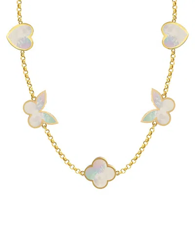 Gabi Rielle 14k Over Silver 10-12mm Mother Of Pearl Stackable Necklace In Gold