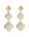 Gabi Rielle 14k Over Silver 10-14mm Pearl Cz Clover Drop Earrings