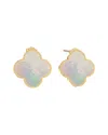 Gabi Rielle 14k Over Silver 10mm Pearl Clover Studs