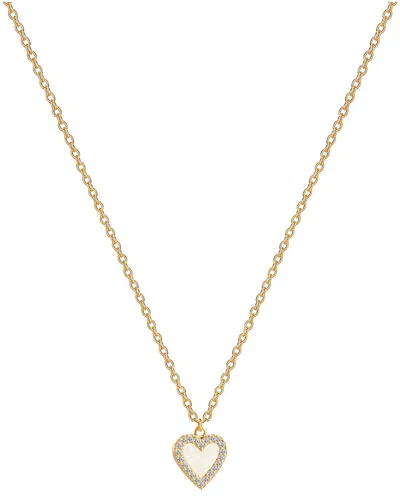 Gabi Rielle 14k Over Silver 10mm Pearl Cz Heart Necklace In Gold