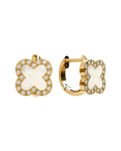 Gabi Rielle 14k Over Silver 10mm Pearl Cz Huggie Earrings In Gold