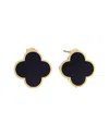 Gabi Rielle 14k Over Silver Black Agate Clover Studs