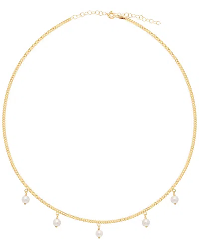 Gabi Rielle 14k Over Silver 5mm Pearl Dainty Link Necklace In Gold