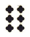 Gabi Rielle 14k Over Silver Black Agate Triple Drop Earrings