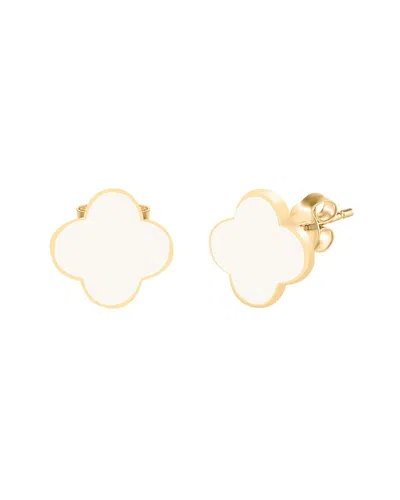 Gabi Rielle 14k Over Silver Clover Earrings In White