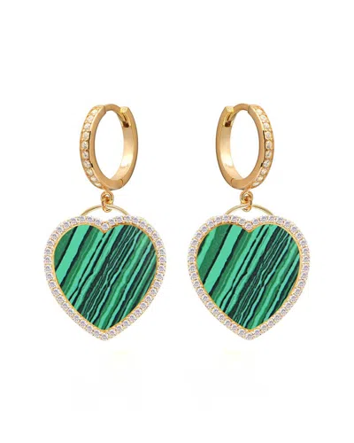 Gabi Rielle 14k Over Silver Crystal Drop Earrings In Green