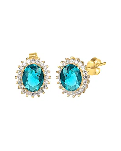 Gabi Rielle 14k Over Silver Cz Blue Lagoon Studs In No Color
