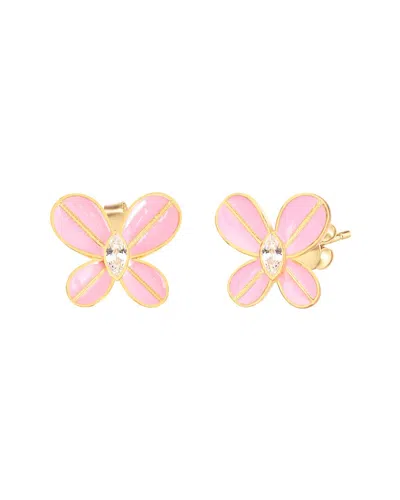 Gabi Rielle 14k Over Silver Cz Butterfly Earrings In Gold