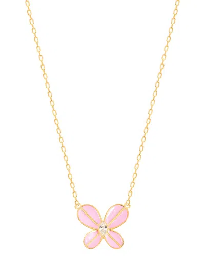 Gabi Rielle 14k Over Silver Cz Butterfly Necklace In Gold