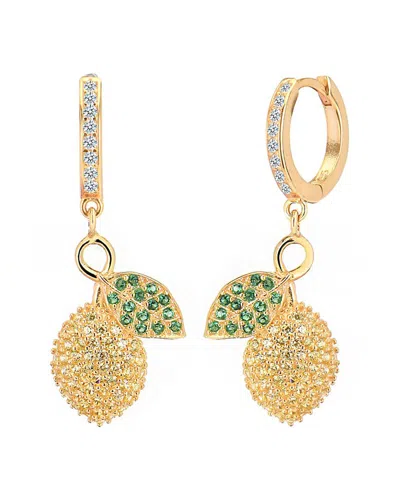Gabi Rielle 14k Over Silver Cz Capri Lemons Huggie Earrings In Gold