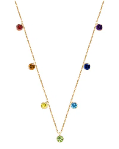 Gabi Rielle 14k Over Silver Cz Chakra Necklace In Multi
