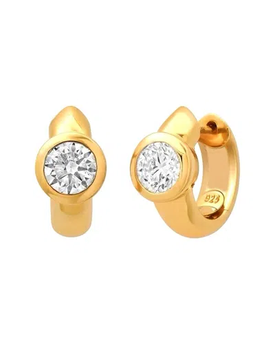 Gabi Rielle Bezel Set Round Crystal Huggie Hoop Earrings In Gold