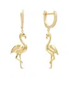 Gabi Rielle 14k Over Silver Cz Flamingo Dangle Hoops