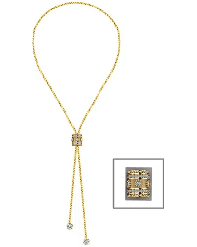 Gabi Rielle 14k Over Silver Cz Flower Necklace In Gold