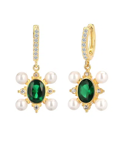 Gabi Rielle 14k Over Silver Cz Huggie Earrings In Green