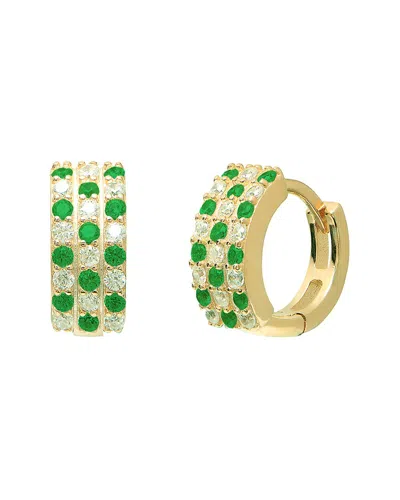 Gabi Rielle 14k Over Silver Cz Maison Huggie Earrings In Gold