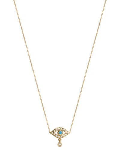 Gabi Rielle 14k Over Silver Cz Mini Evil Eye Necklace In Multi