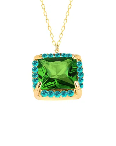 Gabi Rielle 14k Over Silver Cz Ocean Necklace In Green