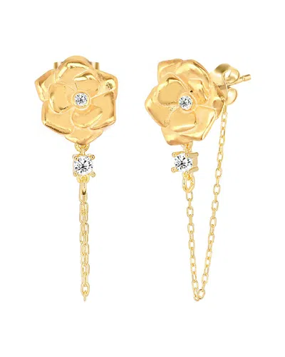 Gabi Rielle 14k Over Silver Cz Rosebud Earrings In Gold