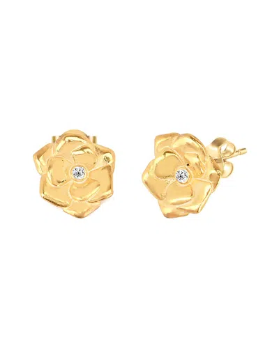 GABI RIELLE GABI RIELLE 14K OVER SILVER CZ ROSEBUD EARRINGS
