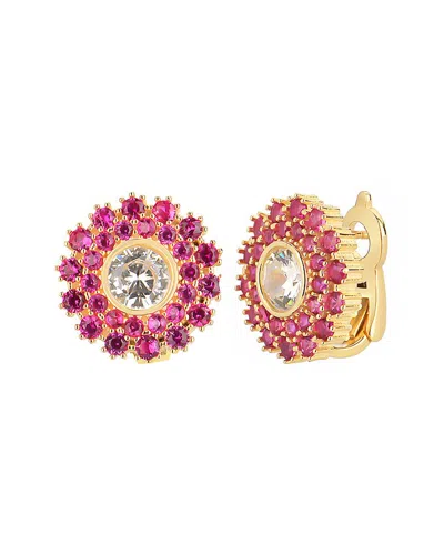 Gabi Rielle 14k Over Silver Cz Rosy Bloom Earrings In Gold