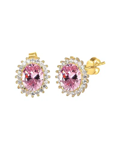 Gabi Rielle 14k Over Silver Cz Rosy Haze Studs