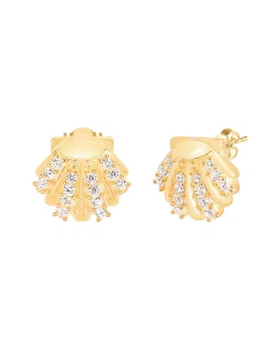 GABI RIELLE GABI RIELLE 14K OVER SILVER CZ SEASHELL EARRINGS