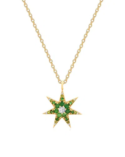 Gabi Rielle 14k Over Silver Cz Sparkling Necklace In Green