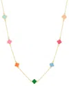 Gabi Rielle 14k Over Silver Enamel Clover Necklace