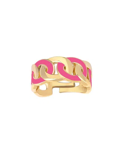 Gabi Rielle Women's 14k Gold Vermeil & Pink Enamel Weaver Adjustable Ring
