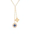 Gabi Rielle 14k Over Silver Lapis Jade Cz Azul D'or Clover Cascade Lariat Necklace