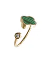 Gabi Rielle 14k Over Silver Malachite Cz Clover Ring