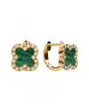 Gabi Rielle 14k Over Silver Malachite Cz Huggie Earrings
