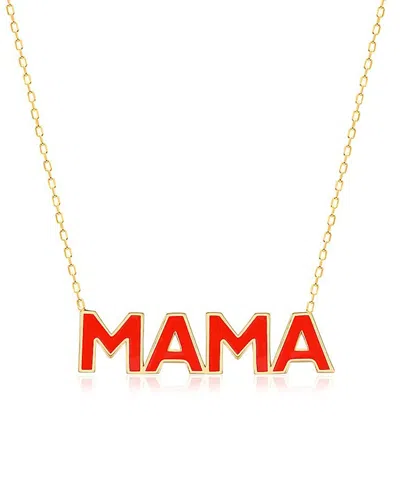 Gabi Rielle Vacay Dreamy Collection 14k Gold Plated Sterling Silver Enamel Red Mama Necklace