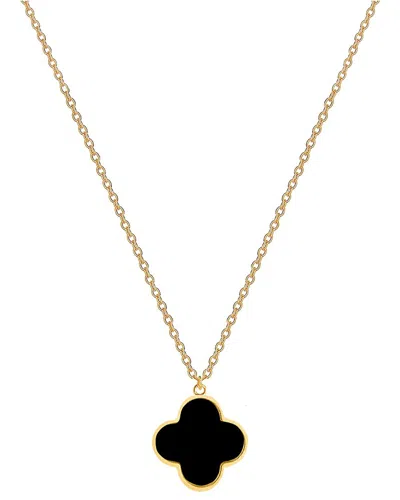 Gabi Rielle 14k Over Silver Onyx Clover Necklace