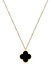 Gabi Rielle 14k Over Silver Onyx Clover Necklace In Black