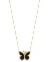Gabi Rielle 14k Over Silver Onyx Cz Butterfly Necklace In Gold